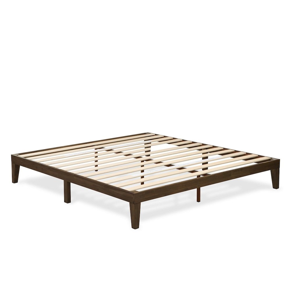 King Size Platform Bed with 4 Legs and 2 Extra Center Legs - Walnut Finish. Picture 1
