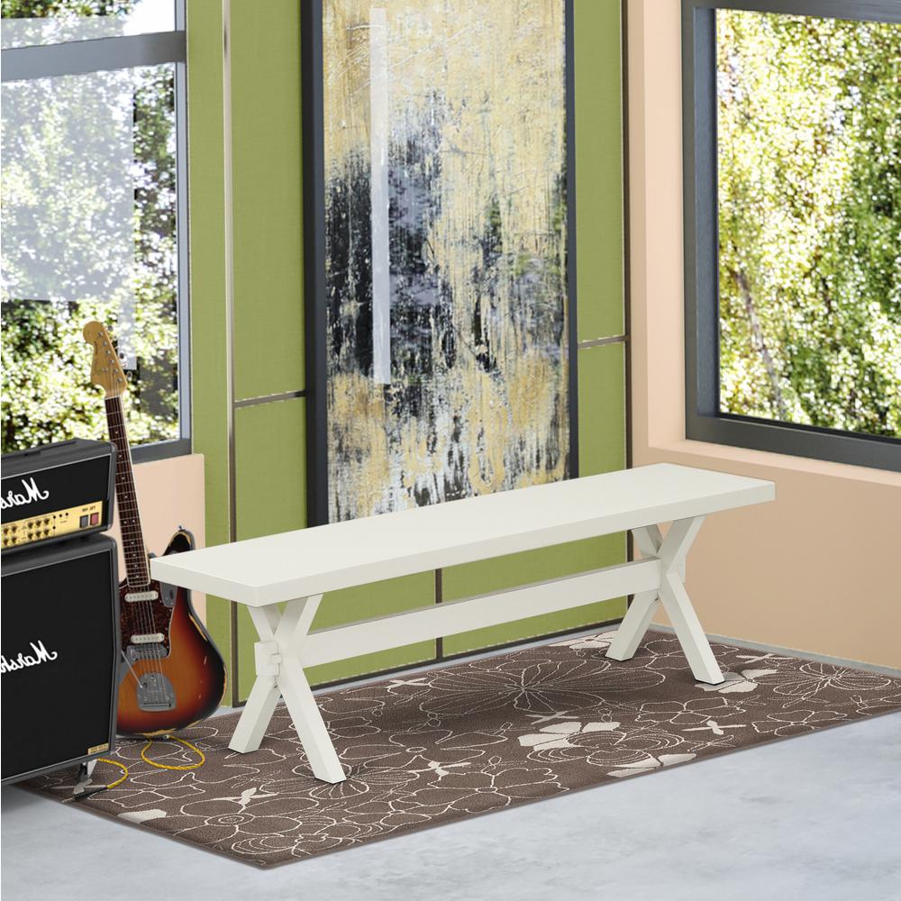 East West Furniture XB026 X-Style Modern Dining Room Bench with Wood Seat, 60x15x18 Inch. Picture 2