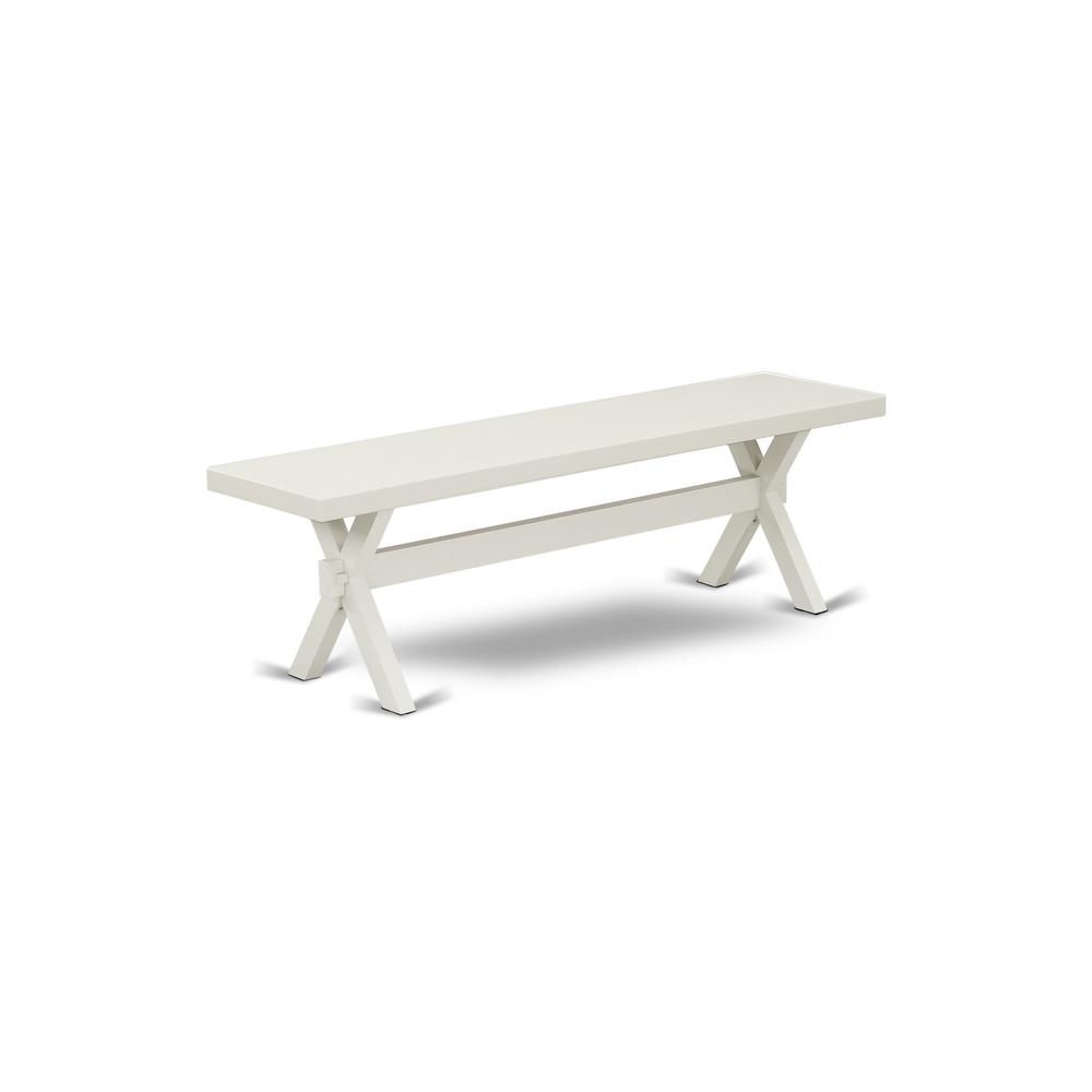 East West Furniture X2-026 3 Piece Kitchen Dining Table Set - 1 Linen White Wood Table and 2 Wood Benches - Stable and Sturdy Constructed - Linen White Finish. Picture 3