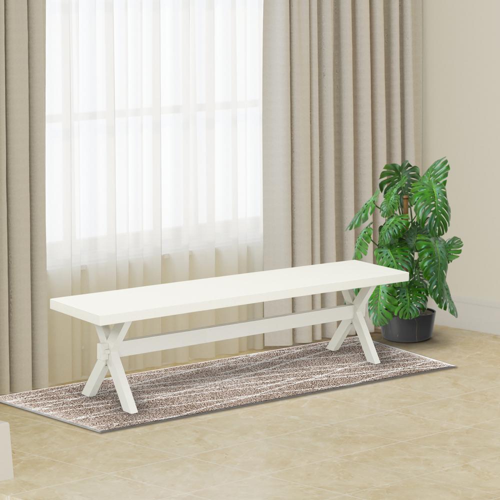 East West Furniture X-Style Modern Dining Bench with Wood Seat, 72x15x18 Inch, XB027. Picture 2