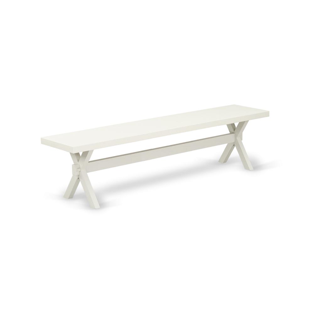 East West Furniture X-Style Modern Dining Bench with Wood Seat, 72x15x18 Inch, XB027. Picture 1