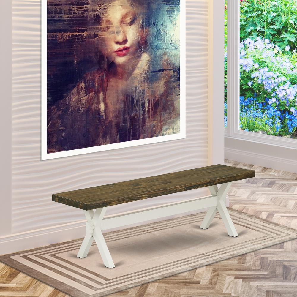 Mid Century Modern Dining Bench with Solid Wood Seat, 60x15x18 Inch, Multi-Color. Picture 2