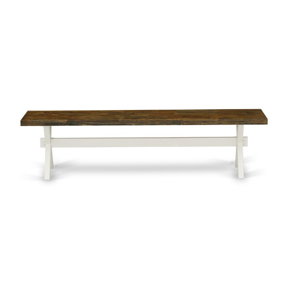 Mid Century Modern Dining Bench with Solid Wood Seat, 60x15x18 Inch, Multi-Color. Picture 3