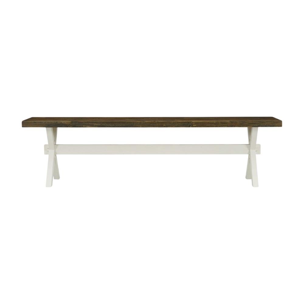 Wooden Dining Bench with X-Style Base for Kitchen and Dining Room, Brown/White. Picture 1
