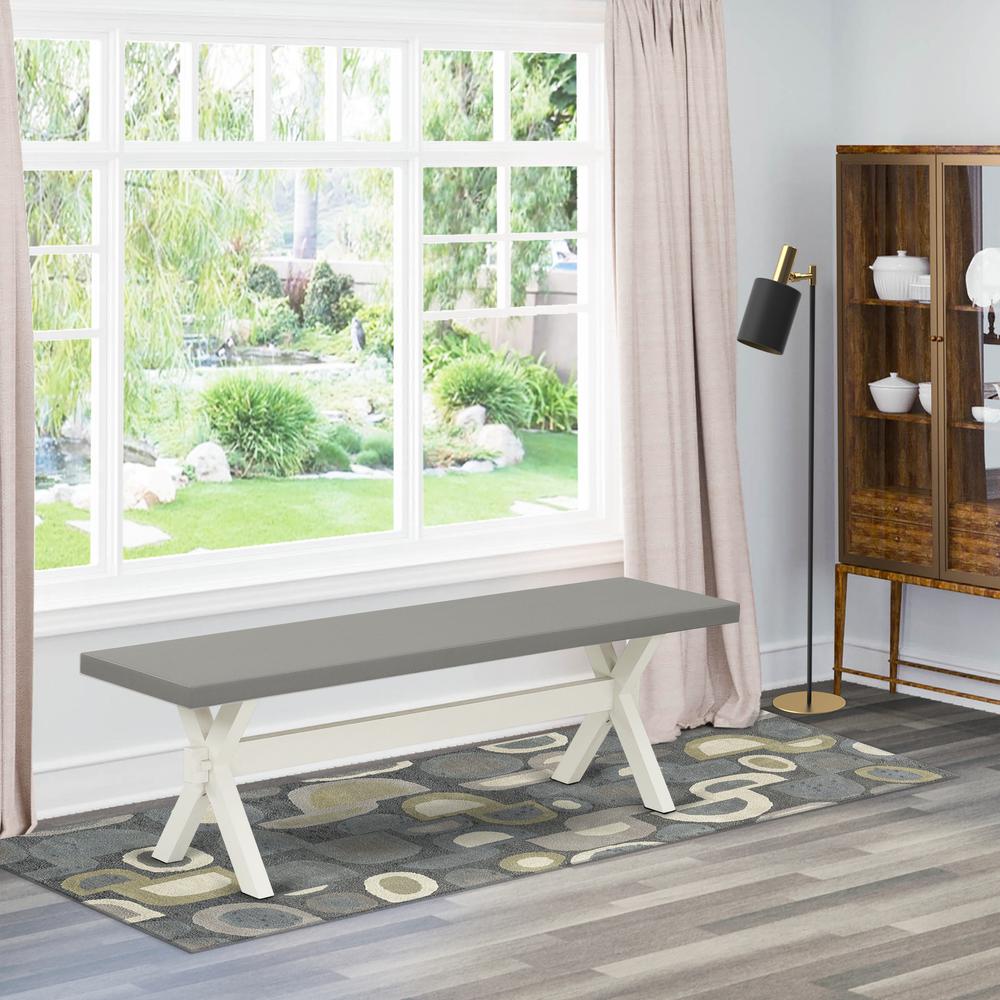 East West Furniture X-Style Modern Dining Room Bench with Wooden Seat, 60x15x18 Inch, XB096. Picture 2