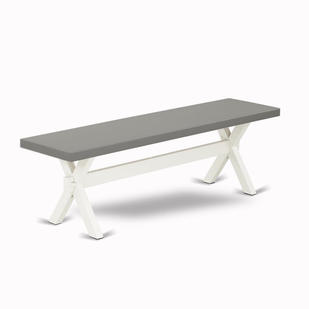 East West Furniture X-Style Modern Dining Room Bench with Wooden Seat, 60x15x18 Inch, XB096. Picture 1