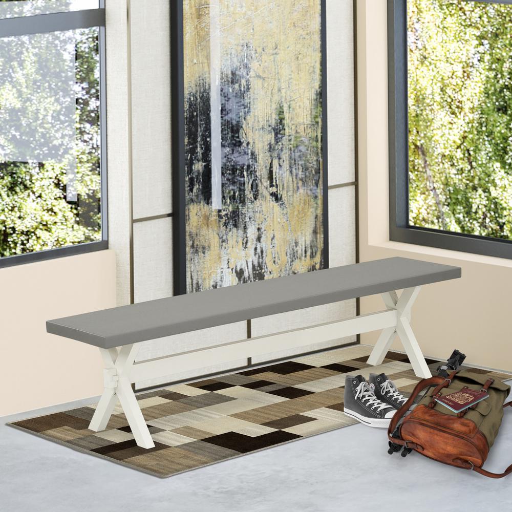 East West Furniture X-Style Mid Century Modern Dining Bench with Solid Wood Seat, 72x15x18 Inch, XB097. Picture 2