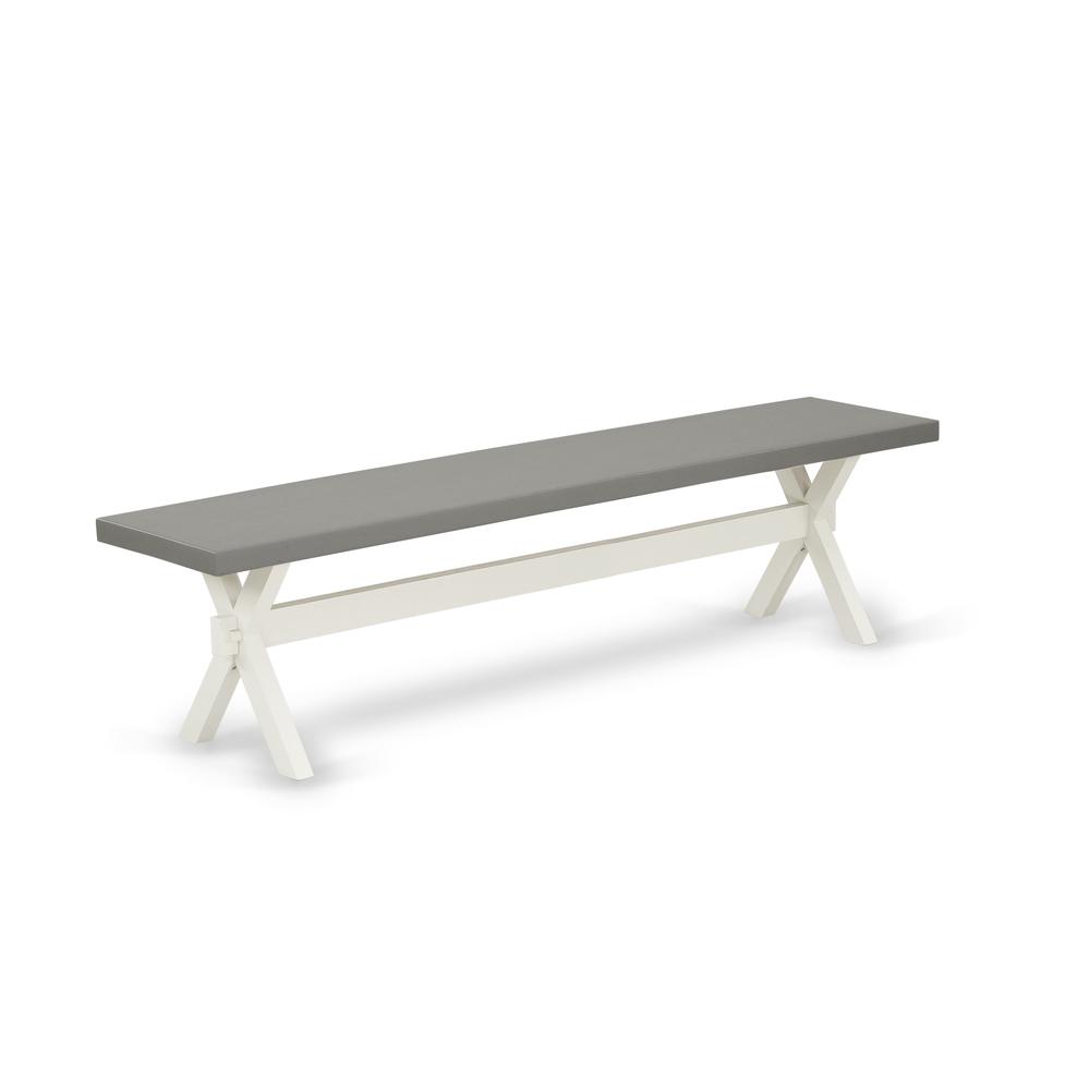 East West Furniture X2-097 3 Piece Table Set - 1 Cement Dining Room Table and 2 Bench for Dining Room Table - Stable and Sturdy Construction - Linen White Finish. Picture 3