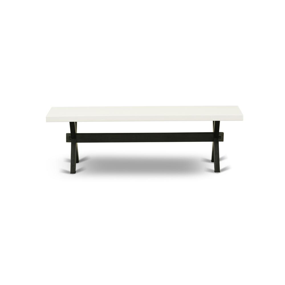 East West Furniture X-Style Mid Century Modern Dining Bench with Solid Wood Seat, 72x15x18 Inch, XB097. Picture 3