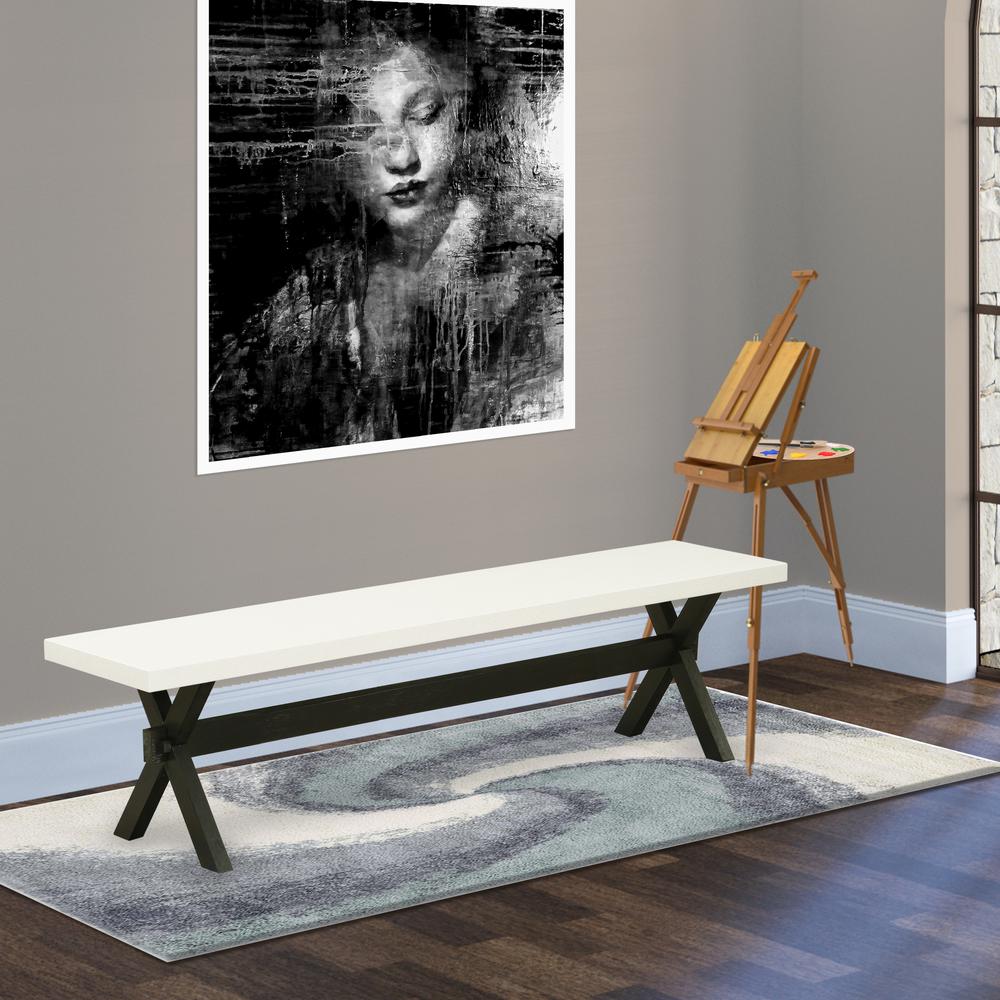 East West Furniture X-Style Modern Kitchen Bench with Wooden Seat, 72x15x18 Inch, XB627. Picture 2