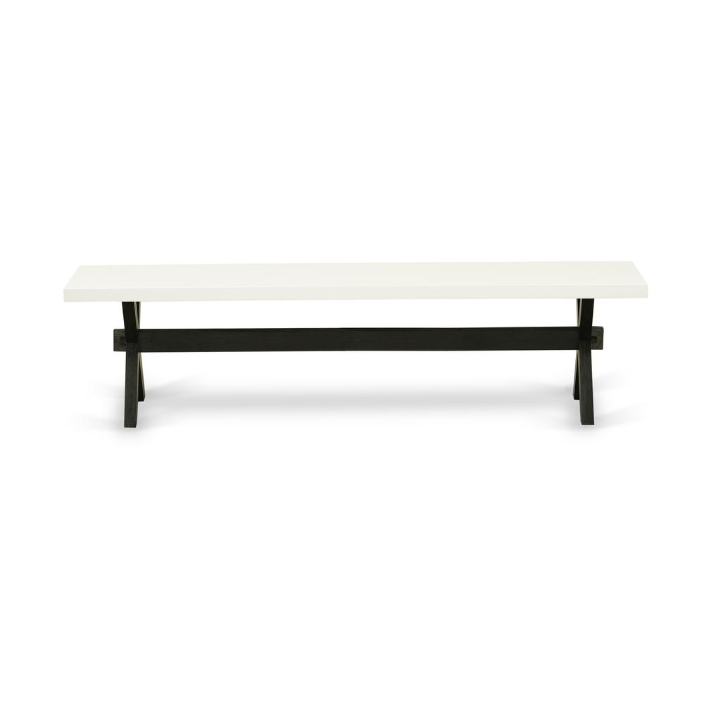 East West Furniture X-Style Modern Kitchen Bench with Wooden Seat, 72x15x18 Inch, XB627. Picture 4