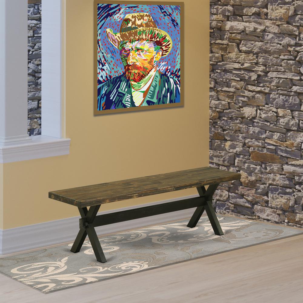 X-Style Modern Dining Room Bench with Wooden Seat. Picture 2