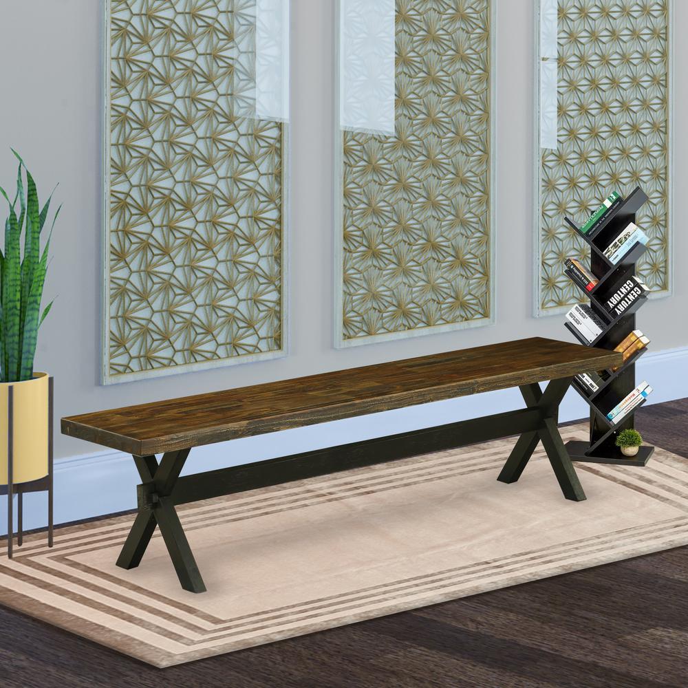 X-Style Modern Dining Bench with Wood Seat. Picture 2