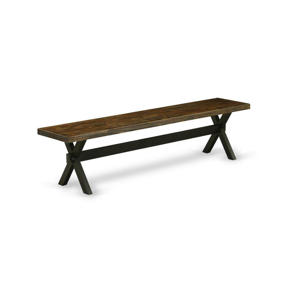 X-Style Modern Dining Bench with Wood Seat. Picture 1