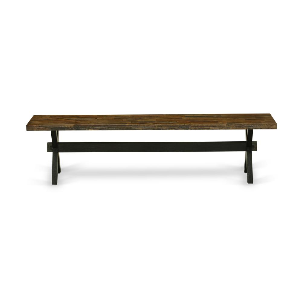 X-Style Modern Dining Room Bench with Wooden Seat. Picture 3
