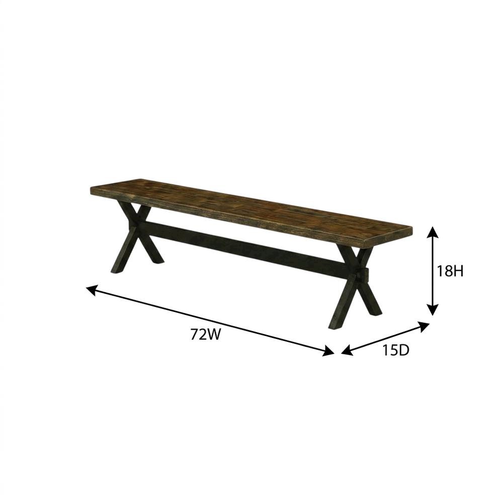 Wooden Dining Bench with X-Style Base, Wood Bench Seat. Picture 5