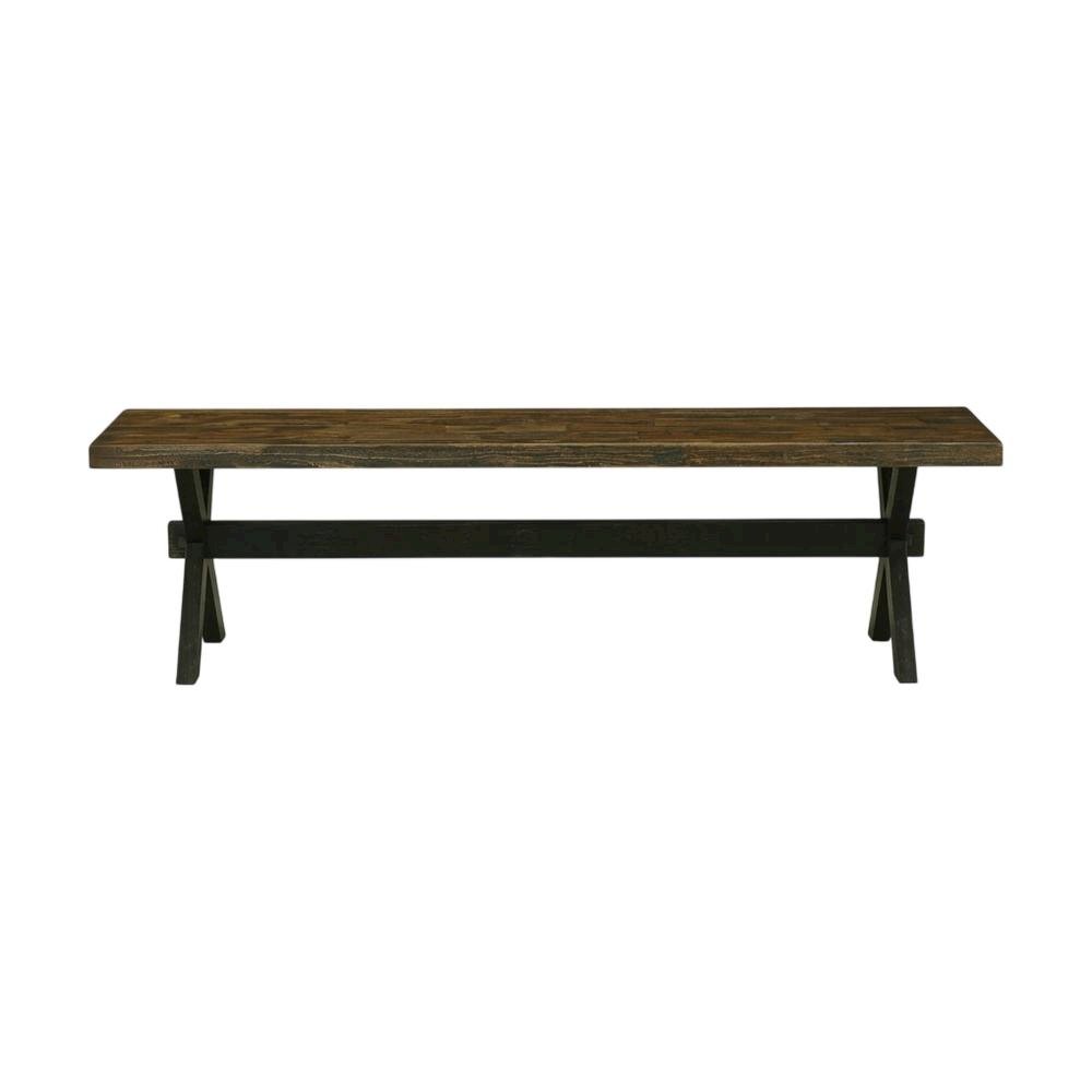 Wooden Dining Bench with X-Style Base, Wood Bench Seat. Picture 1
