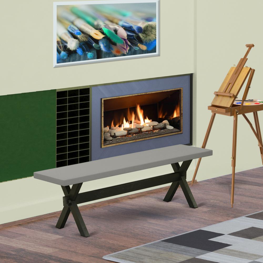 East West Furniture X-Style Modern Dining Room Bench with Wood Seat, 60x15x18 Inch, XB696. Picture 2