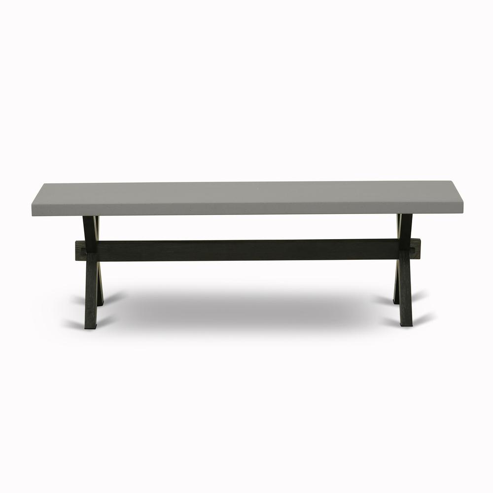 X-Style Modern Dining Bench with Wood Seat. Picture 3