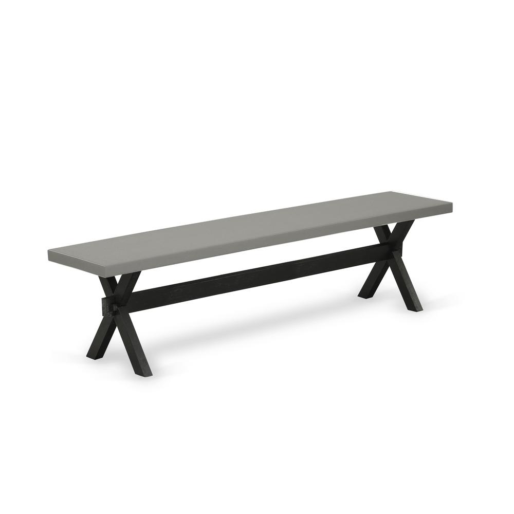East West Furniture X2-697 3 Pc Small Dining Table Set for 4 - A Cement Dining Room Table with 2 Modern Benches - Stable and Durable Construction - Wire Brushed Black Finish. Picture 3