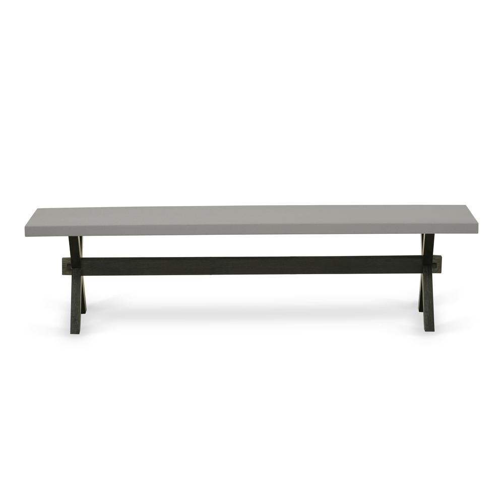 East West Furniture X-Style Modern Dining Room Bench with Wood Seat, 60x15x18 Inch, XB696. Picture 3