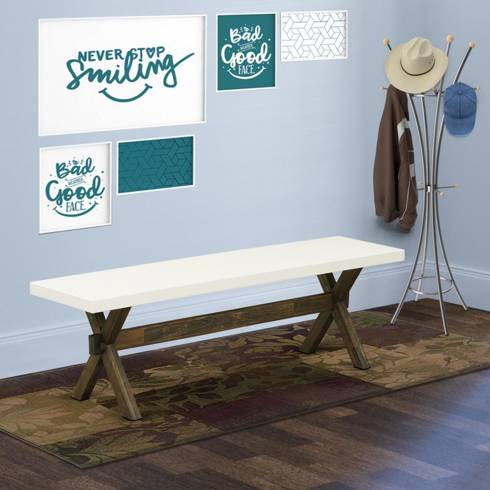 X-Style Mid Century Modern Dining Bench with Solid Wood Seat. Picture 2
