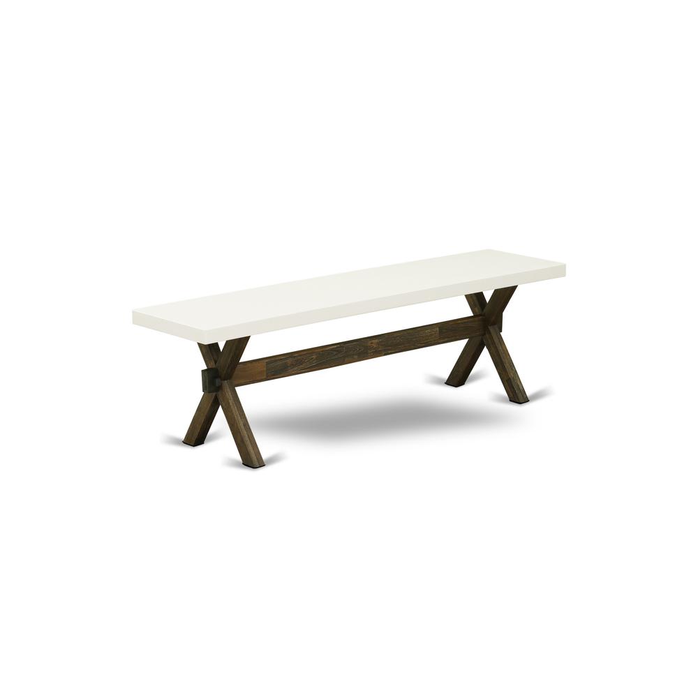 X-Style Mid Century Modern Dining Bench with Solid Wood Seat. Picture 1