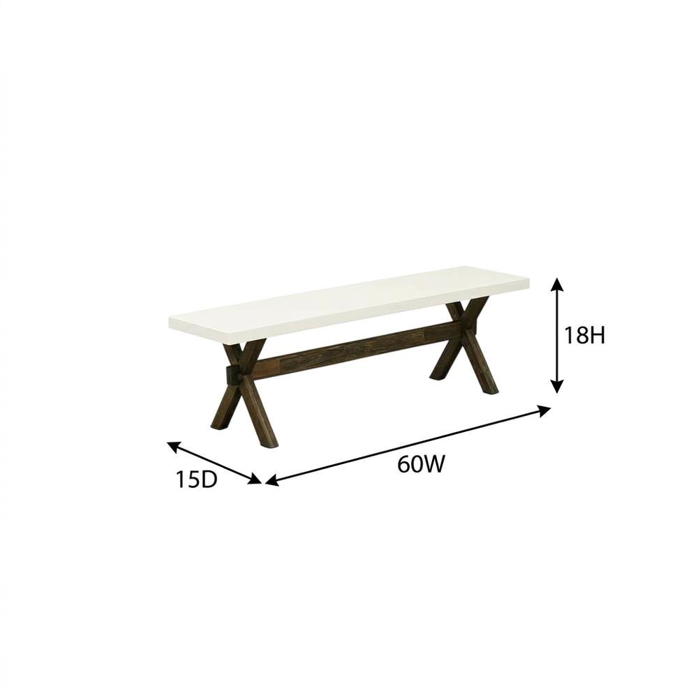 Solid Wood Dining Bench with X-Style Mid-Century Modern Base for Dining Room. Picture 5