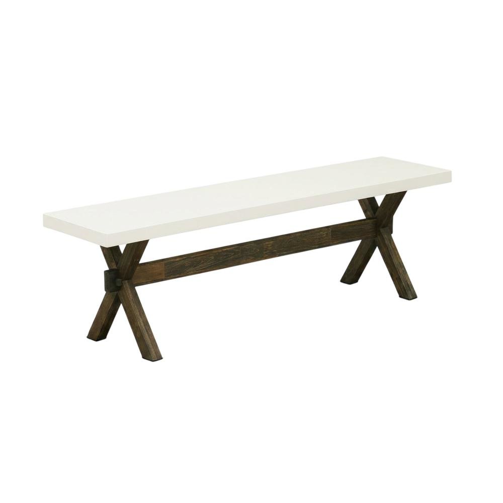 Solid Wood Dining Bench with X-Style Mid-Century Modern Base for Dining Room. Picture 1
