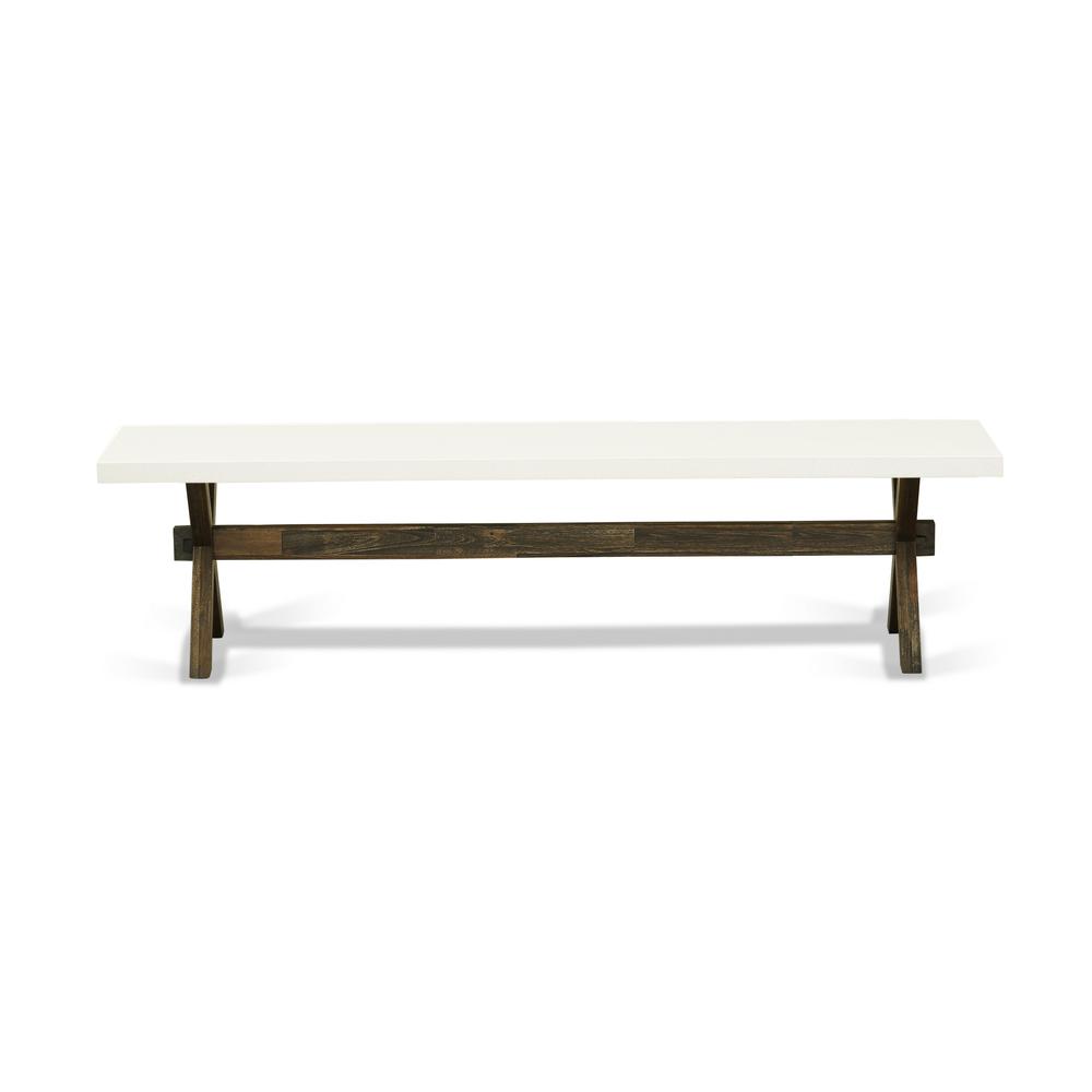X-Style Mid Century Modern Dining Bench with Solid Wood Seat. Picture 3