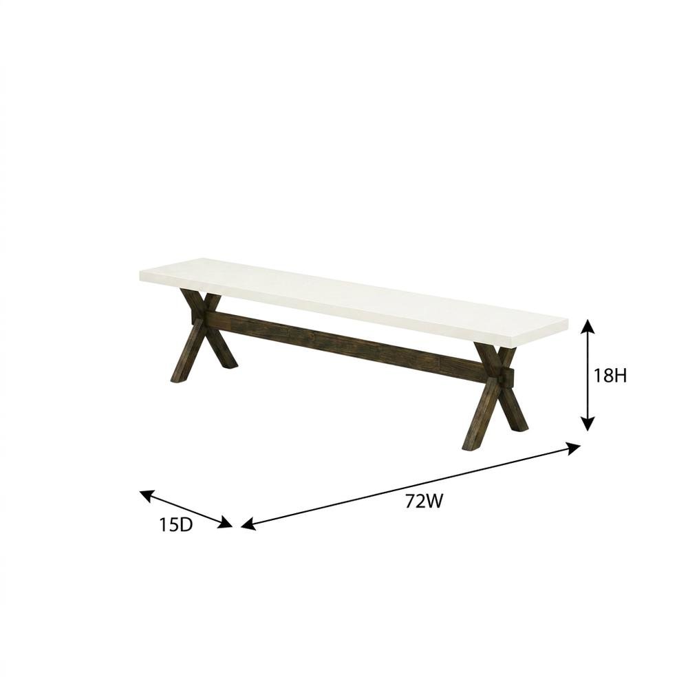 Solid Wood Dining Bench with X-Style Base for Dining Room. Picture 5