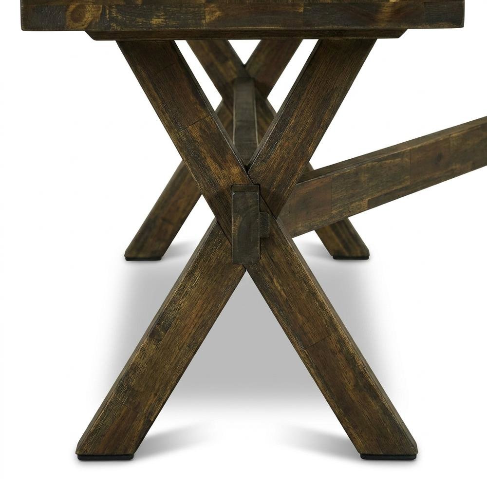 Wooden Dining Bench with X-Style Base for Kitchen and Dining Room. Picture 7