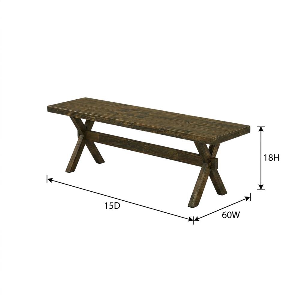 Wooden Dining Bench with X-Style Base for Kitchen and Dining Room. Picture 5