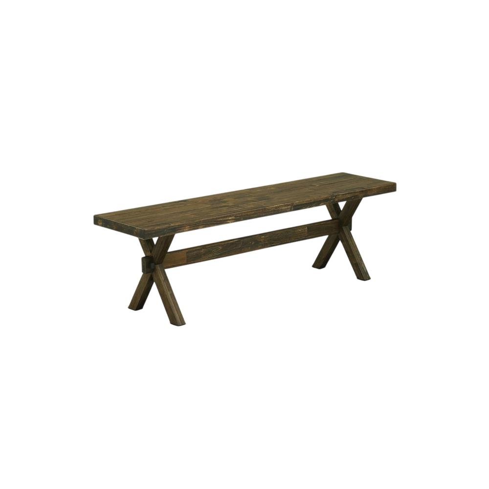Wooden Dining Bench with X-Style Base for Kitchen and Dining Room. Picture 4