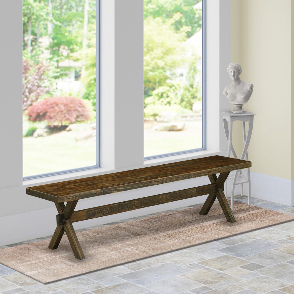 X-Style Modern Dining Room Bench with Wooden Seat. Picture 2