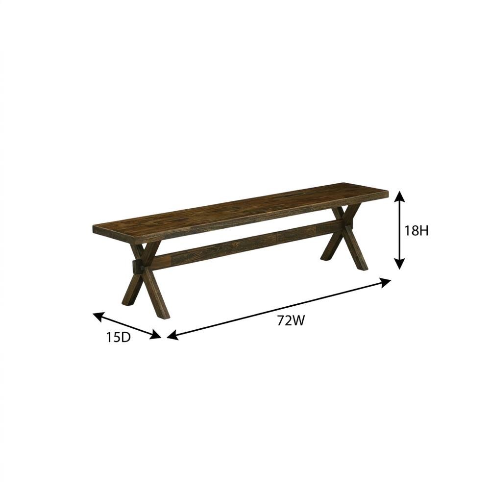 Solid Wood Dining Bench with X-Style Base for Dining Room, Brown/Brown. Picture 5