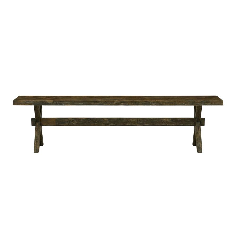 Solid Wood Dining Bench with X-Style Base for Dining Room, Brown/Brown. Picture 1