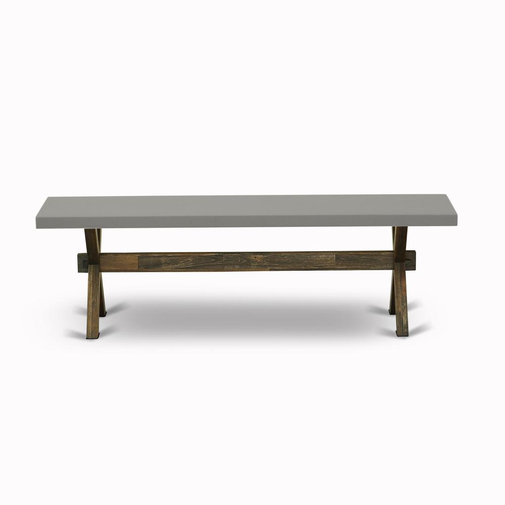 X-Style Modern Dining Room Bench with Wooden Seat. Picture 3