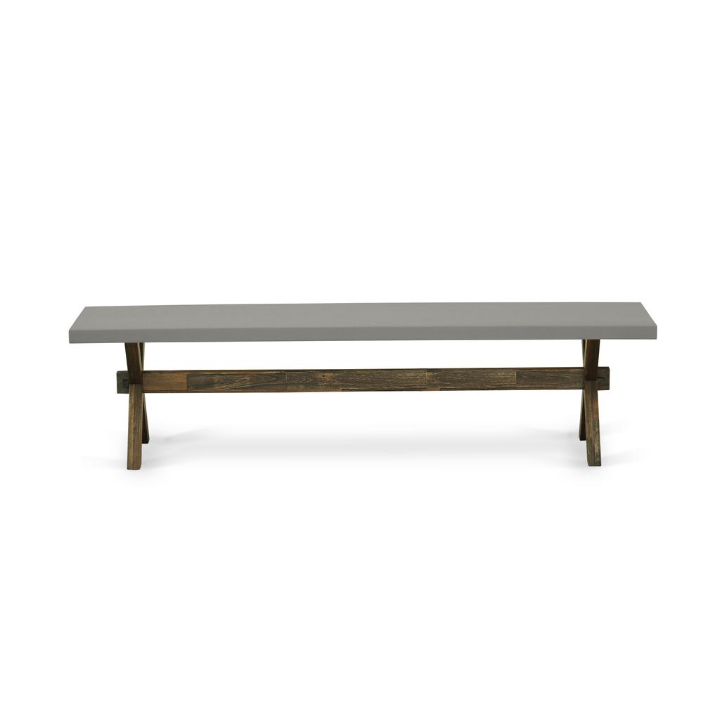 East West Furniture X-Style Modern Dining Bench with Wood Seat, 60x15x18 Inch. Picture 3
