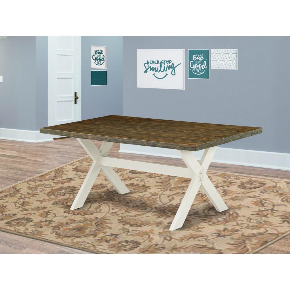 East West Furniture X-Style Modern Dining Rectangle Wooden Table Top with Stylish Legs, 40x72 Inch, XT077. Picture 2
