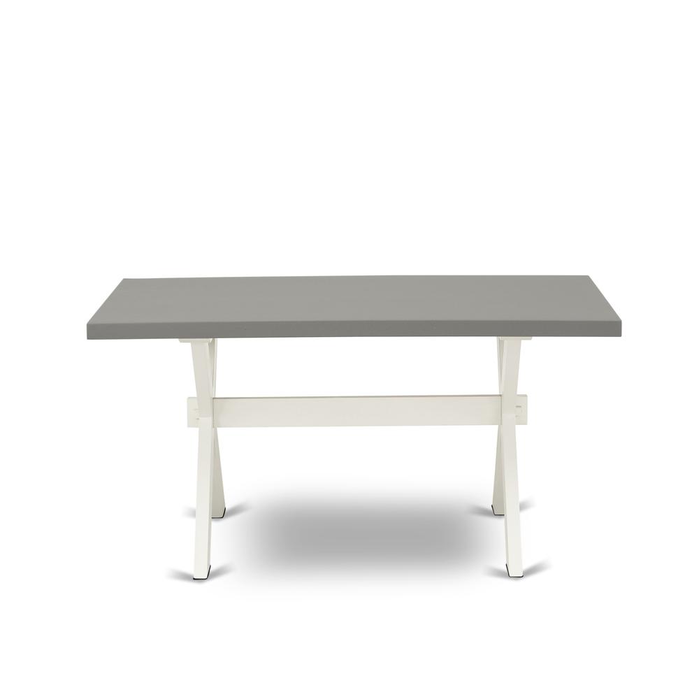 East West Furniture X-Style Modern Dining Rectangle Wooden Table Top with Stylish Legs, 40x72 Inch, XT077. Picture 3