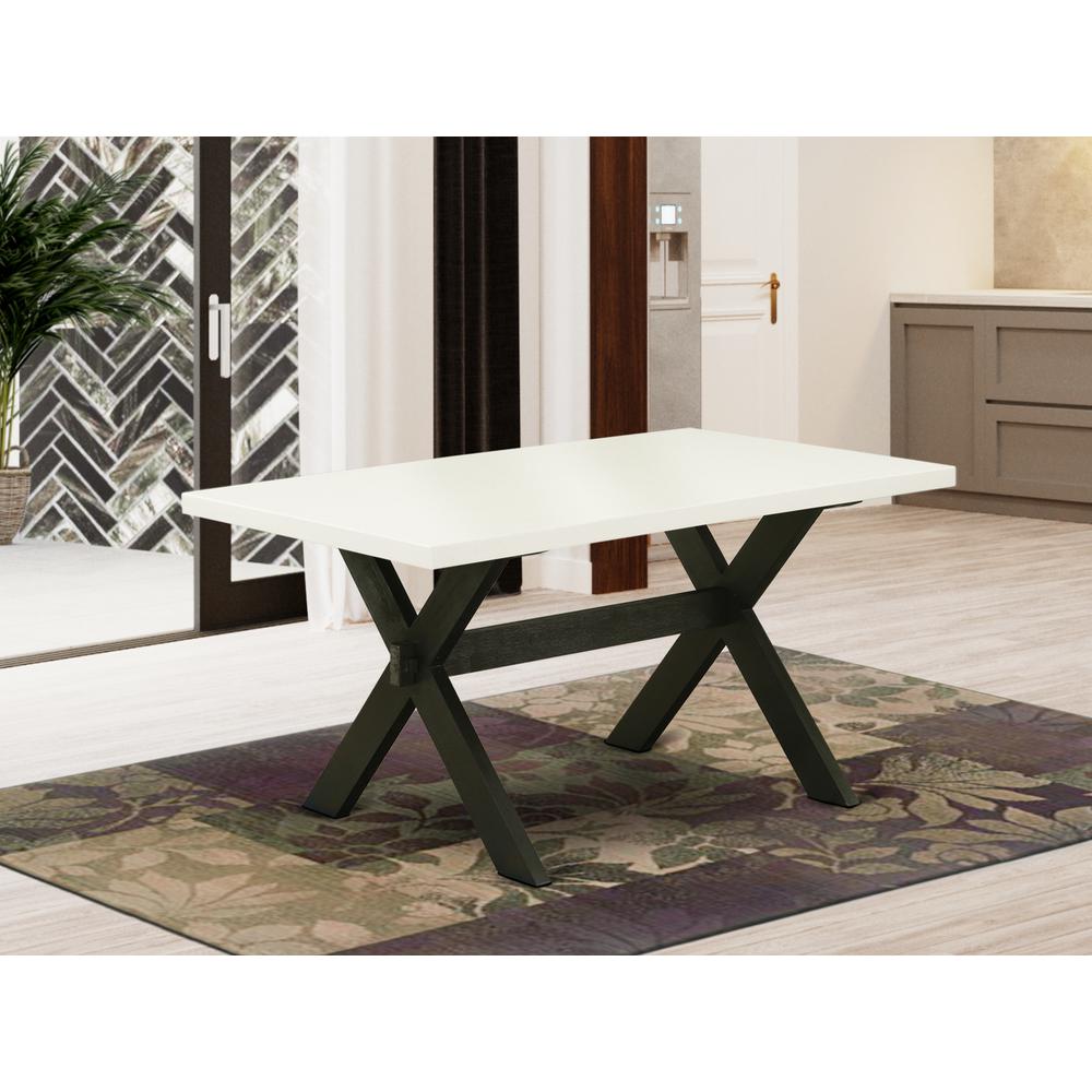Dining Table Wire brushed Black & Linen White, XT626. Picture 2