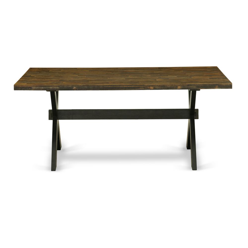 East West Furniture X-Style Dining Room Rectangle Solid Wood Table Top with Stylish Legs, 36x60 Inch, XT676. Picture 3
