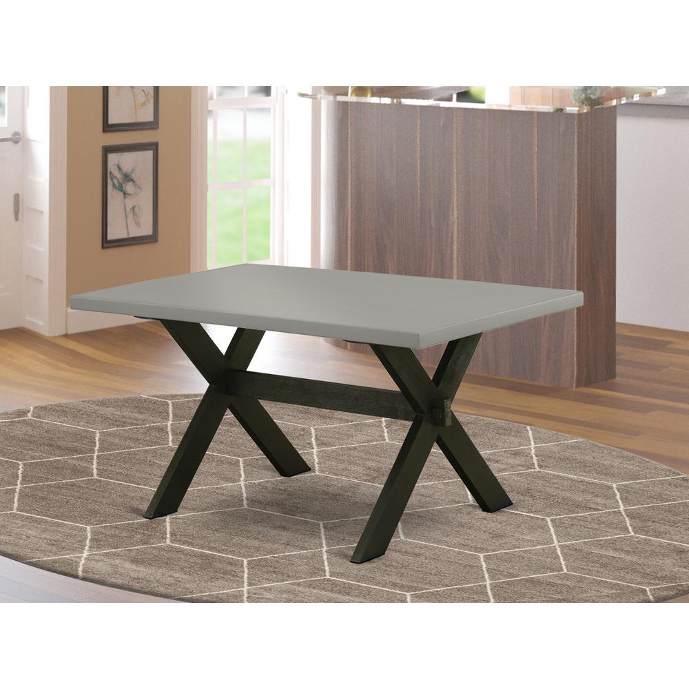 East West Furniture X-Style Mid-Century Modern Dining Rectangle Wooden Table Top with Stylish Legs, 36x60 Inch, XT696. Picture 2