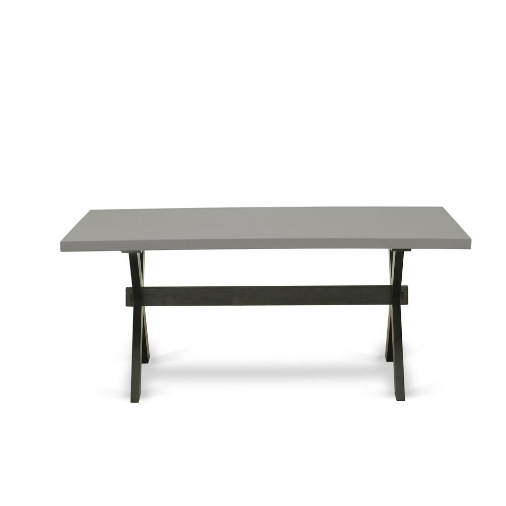 East West Furniture X-Style Mid-Century Modern Dining Rectangle Wooden Table Top with Stylish Legs, 36x60 Inch, XT696. Picture 3