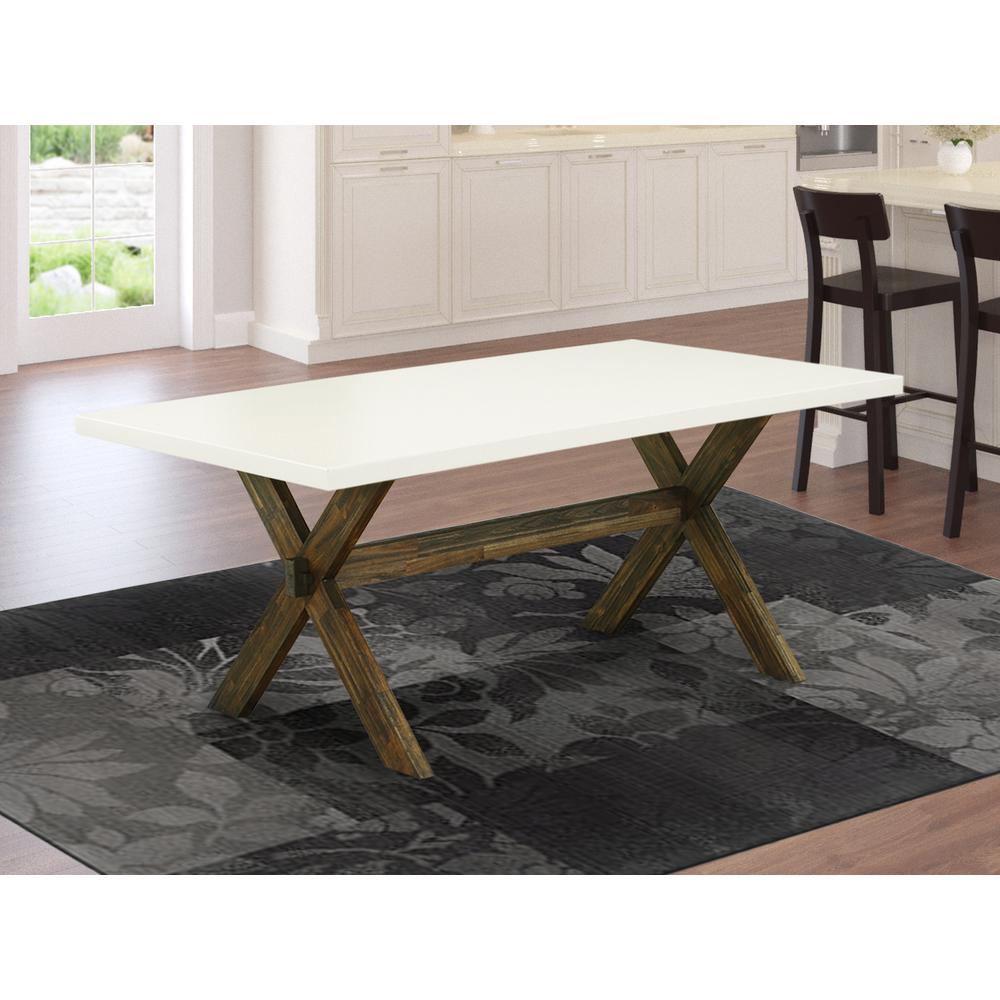 Dining Table Distressed Jacobean & Linen White, XT727. Picture 2