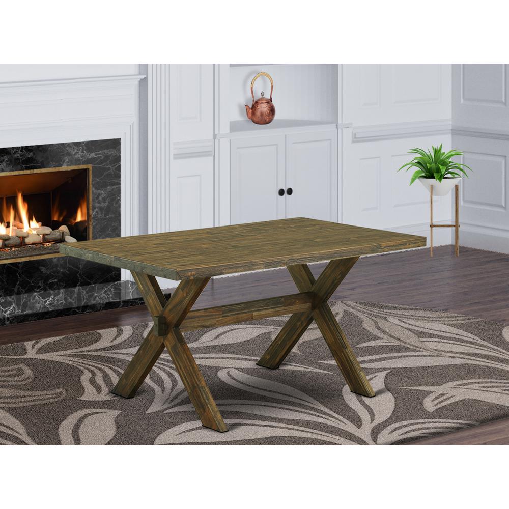 East West Furniture X-Style Kitchen Dining Rectangle Wooden Table Top with Stylish Legs, 36x60 Inch, XT776. Picture 2
