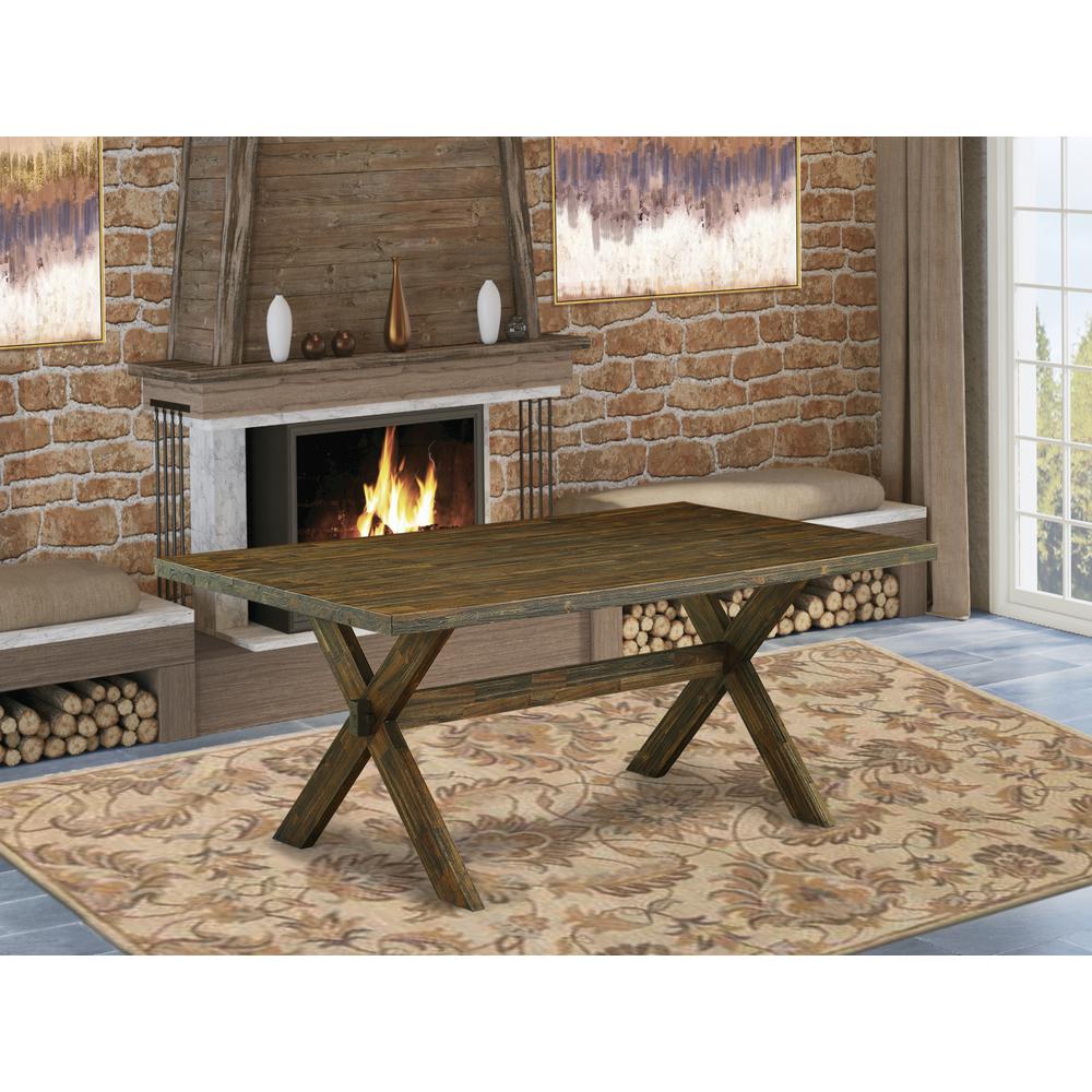 East West Furniture X-Style Mid-Century Modern Dining Rectangle Kitchen Table Top with Stylish Legs, 40x72 Inch, XT777. Picture 2