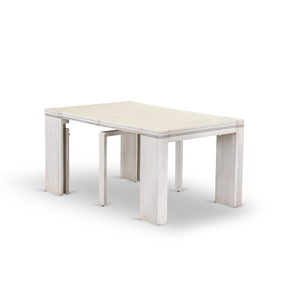 6 Pieces Extendable Dining Set, Antique White. Picture 6