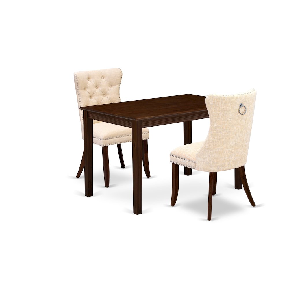 3 Piece Dining Room Furniture Set Contains a Rectangle Solid Wood Table. Picture 1